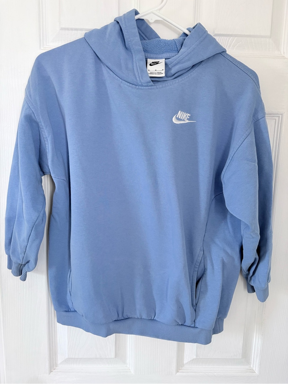Nike Baby Blue Hoodie with White Swoosh Logo